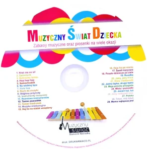 Płyta CD Muzyczny Świat Dziecka z listą utworów i kolorowym cymbałkiem